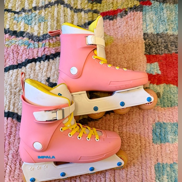 Impala Shoes - Impala Women's Pink Inline Roller Skates - Yellow Accents